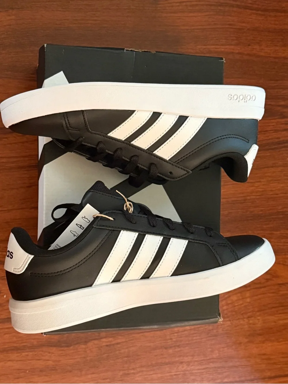 adidas Black & White Kids' Classic Court Sneakers
